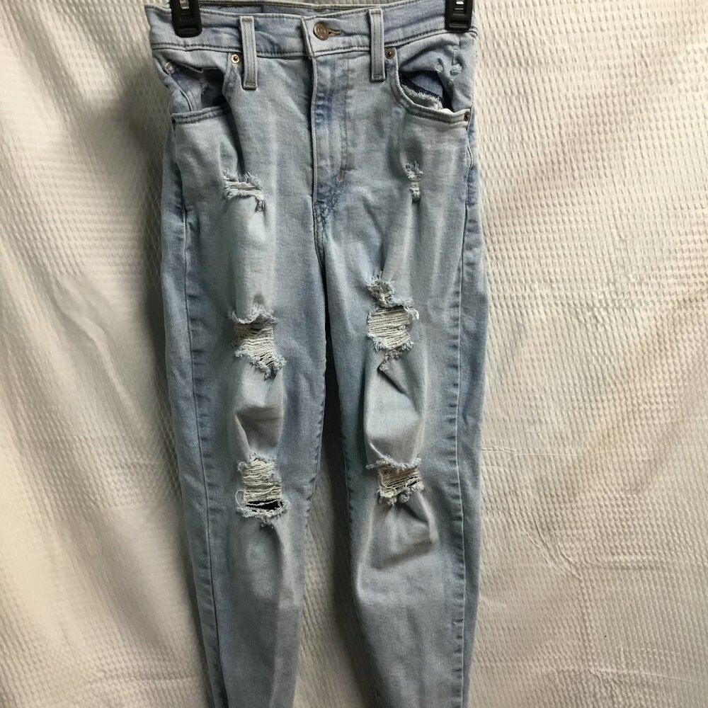 Levi Strauss & Co. High-Waisted Mom Jeans – Size 25 with Distressed Details
